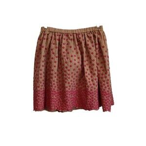 Lands End Girls Brown and‎ Pink Stitched Polka dot skirt